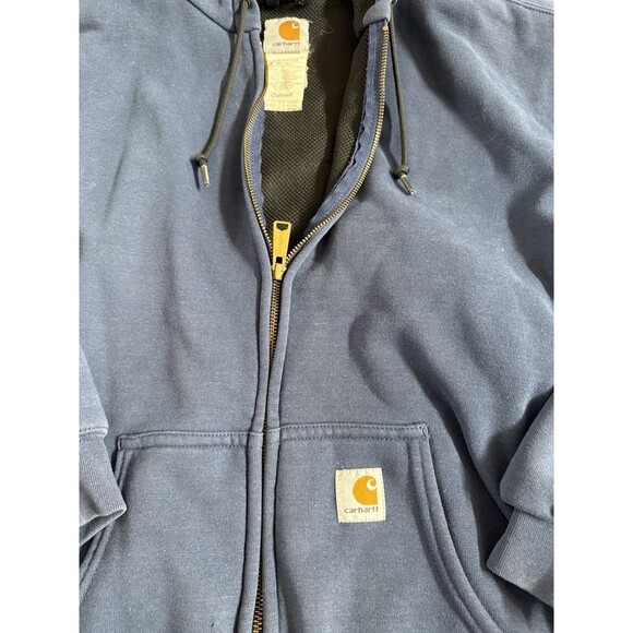 Carhartt Jacket Mens Medium Blue J149 NVY Jacket Thermal Work Lined Hooded - Picture 5 of 7